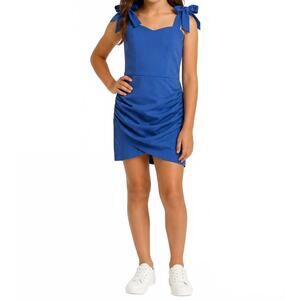 NEW IF SO tie strap ruched dress in blue